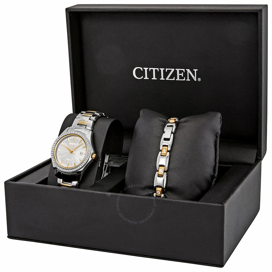 Citizen Silhouette Crystal Silver Dial Ladies Watch Set FE1144-69A - Dawson Watches