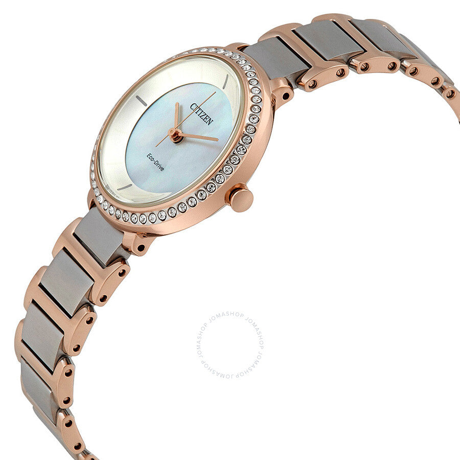 Citizen Silhouette Crystal White Mother of Pearl Dial Ladies Two Tone Watch EM0483-89D - Dawson Watches #2