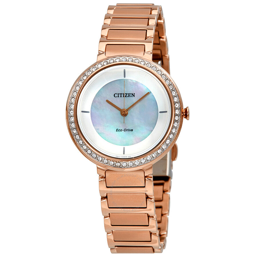 Citizen Silhouette Crystal White Mother Of Pearl Dial Ladies Watch EM0483-54D - Dawson Watches