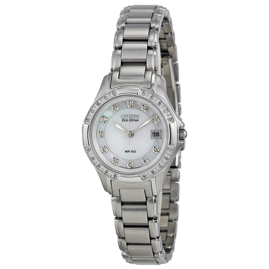 Citizen Silhouette Eco-Drive Diamond Mother of Pearl Dial Stainless Steel Ladies Watch EW2130-51D - Dawson Watches