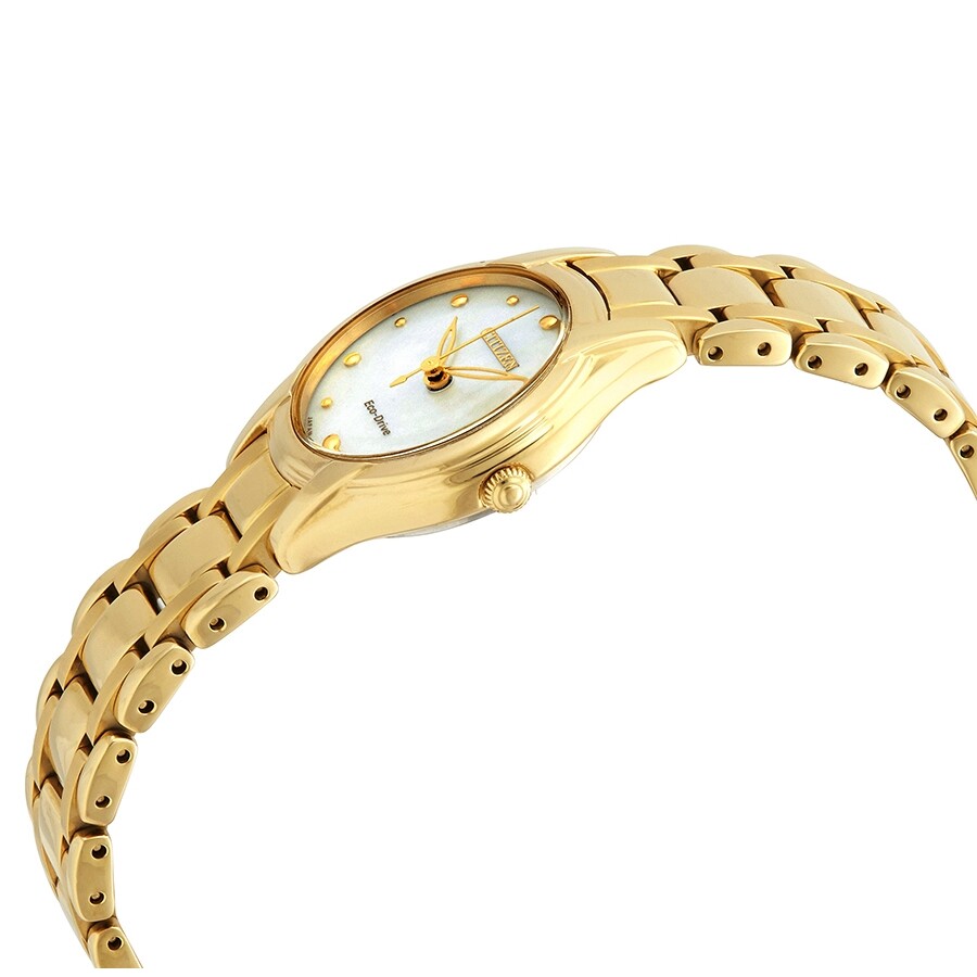 Citizen Silhouette Eco-Drive Mother of Pearl Gold-Tone Stainless Steel Ladies Watch EM0282-56D - Dawson Watches #2