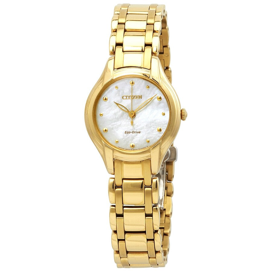 Citizen Silhouette Eco-Drive Mother of Pearl Gold-Tone Stainless Steel Ladies Watch EM0282-56D - Dawson Watches