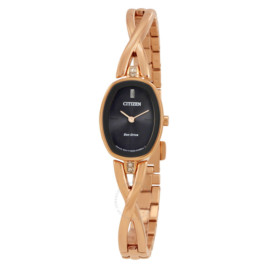 Citizen Silhouette Rose Gold-tone Case Black Dial Ladies Watch EX1413-55E - Dawson Watches