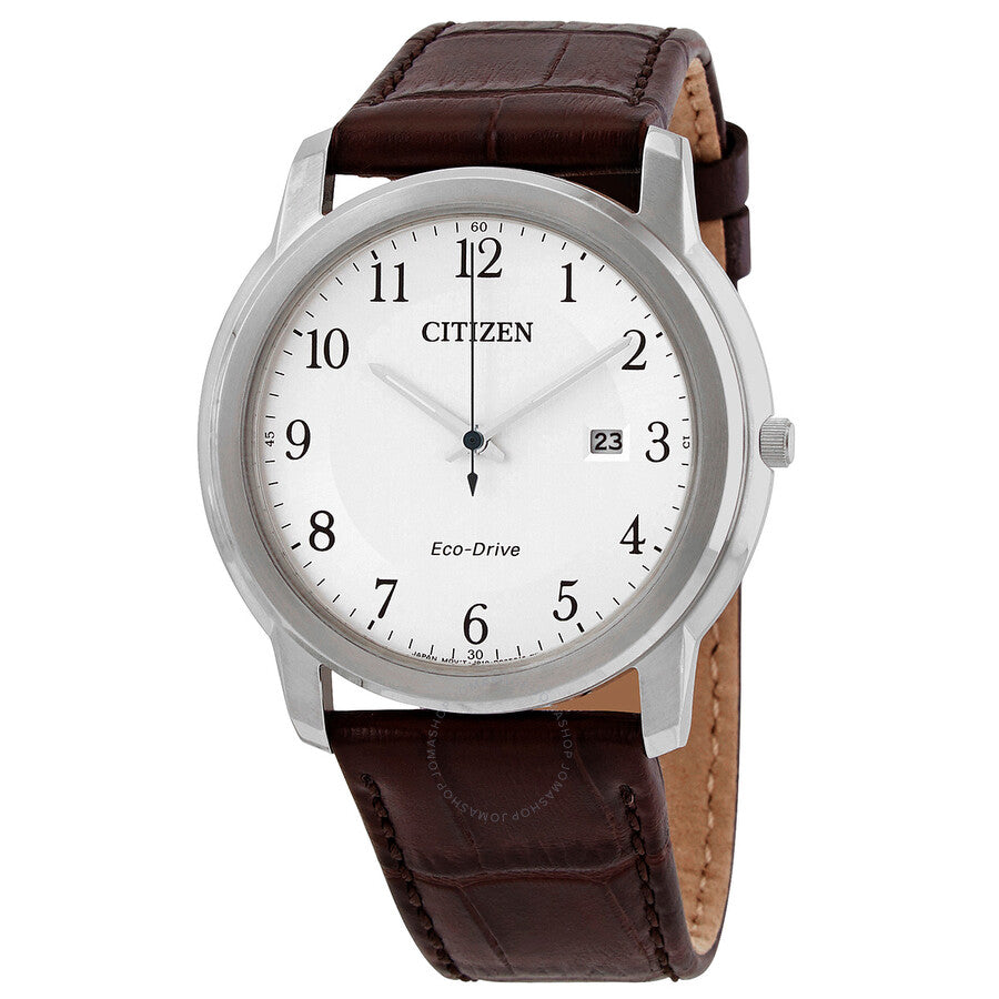 Citizen Silver Dial Brown Leather Men's Watch AW1211-12A - Dawson Watches