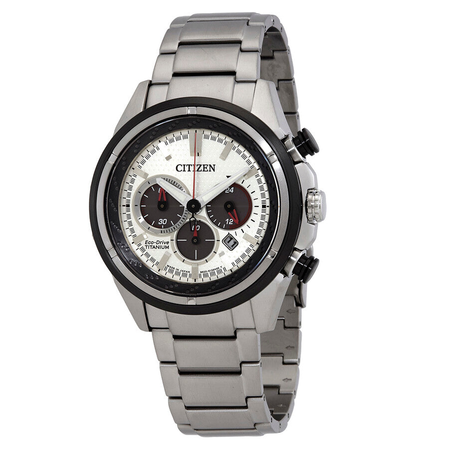 Citizen Silver Dial Eco-Drive Super Titanium Chronograph Watch CA4241-55A - Dawson Watches
