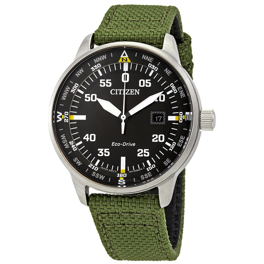Citizen Solar Black Dial Green Nylon Men's Watch BM7390-22X - Dawson Watches