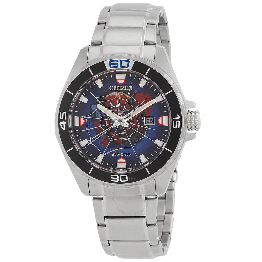 Citizen Spider-Man Eco-Drive Blue Dial Men's Watch BM7610-52W - Dawson Watches