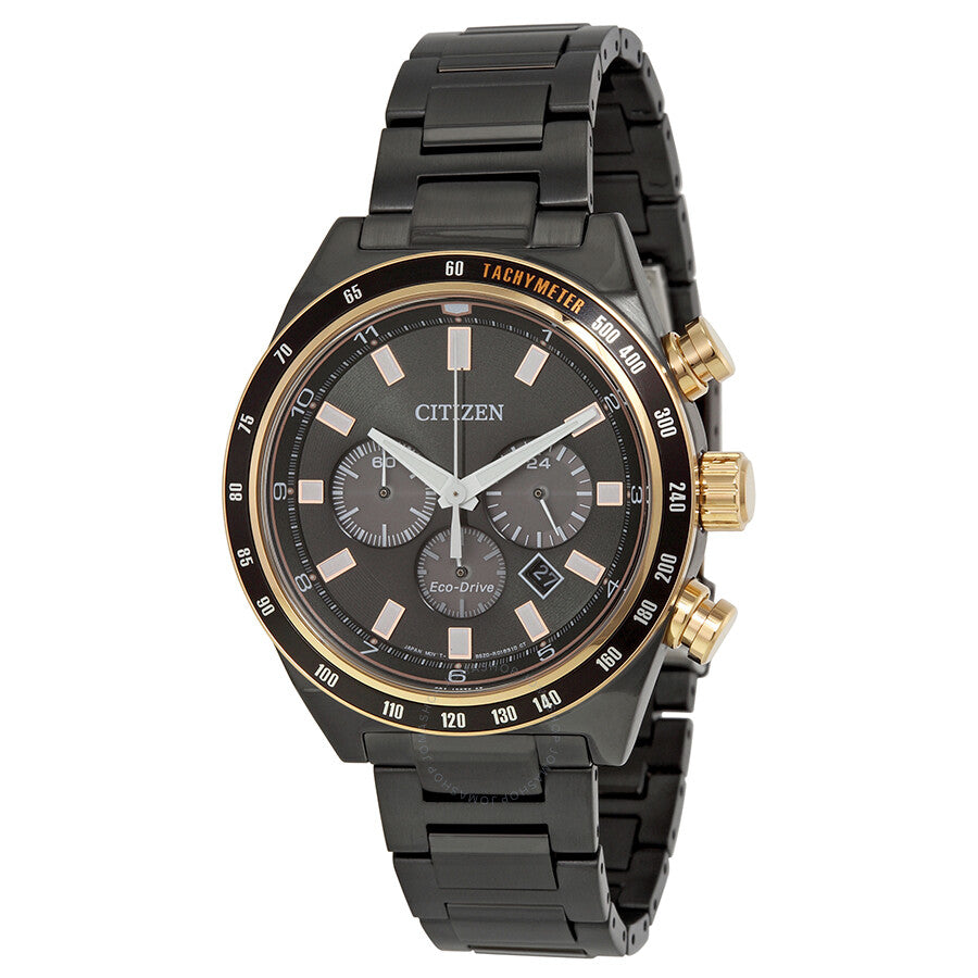 Citizen Sport Chronograph Eco-Drive Charcoal Grey Dial Grey Ion-plated Men's Watch CA4207-53H - Dawson Watches