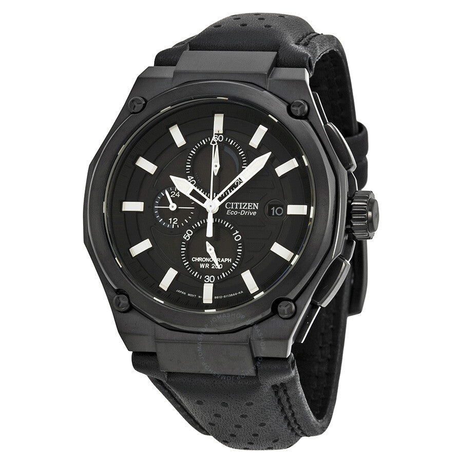 Citizen Sport Eco-drive Chronograph Black Dial Black IP Steel Men's Watch CA0315-01E - Dawson Watches