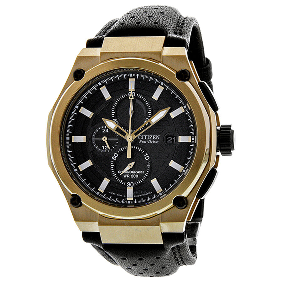 Citizen Sport Eco-Drive Chronograph Black Dial Rose Gold-Tone Men's Watch CA0313-07E - Dawson Watches