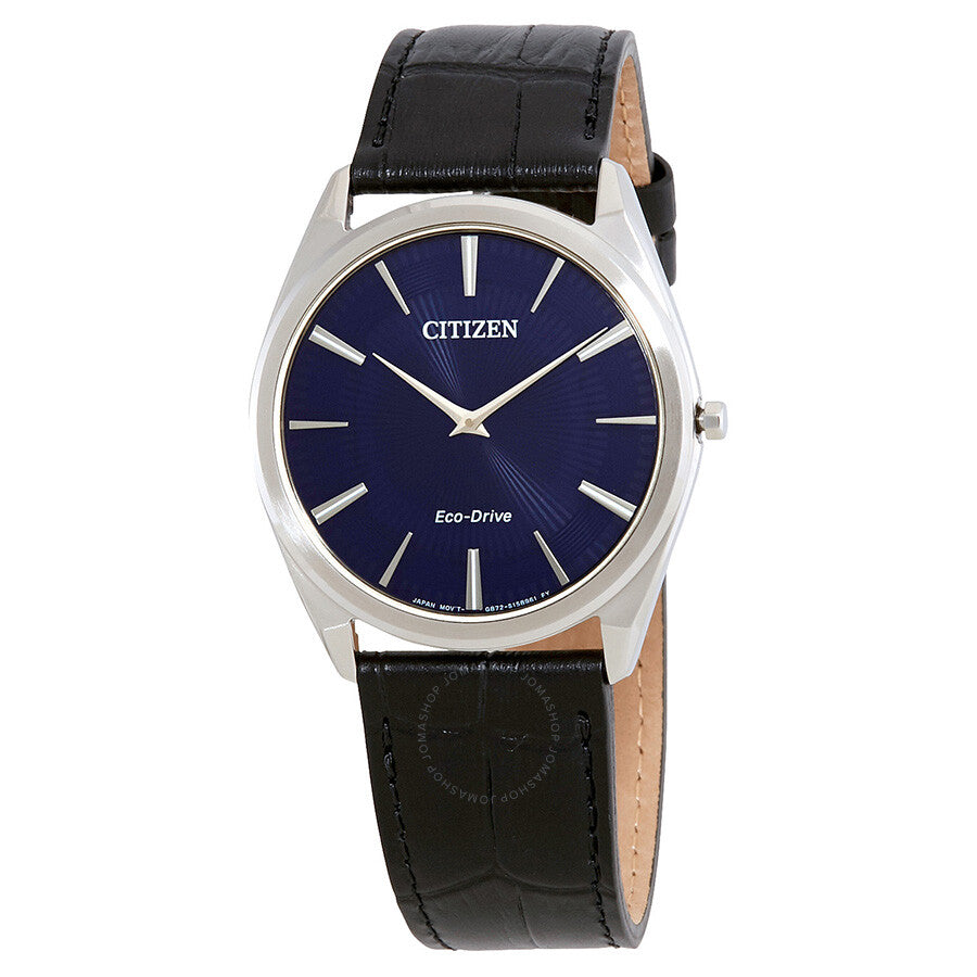 Citizen Stiletto Eco-Drive Navy Blue Guilloche Dial Men's Watch AR3070-04L - Dawson Watches