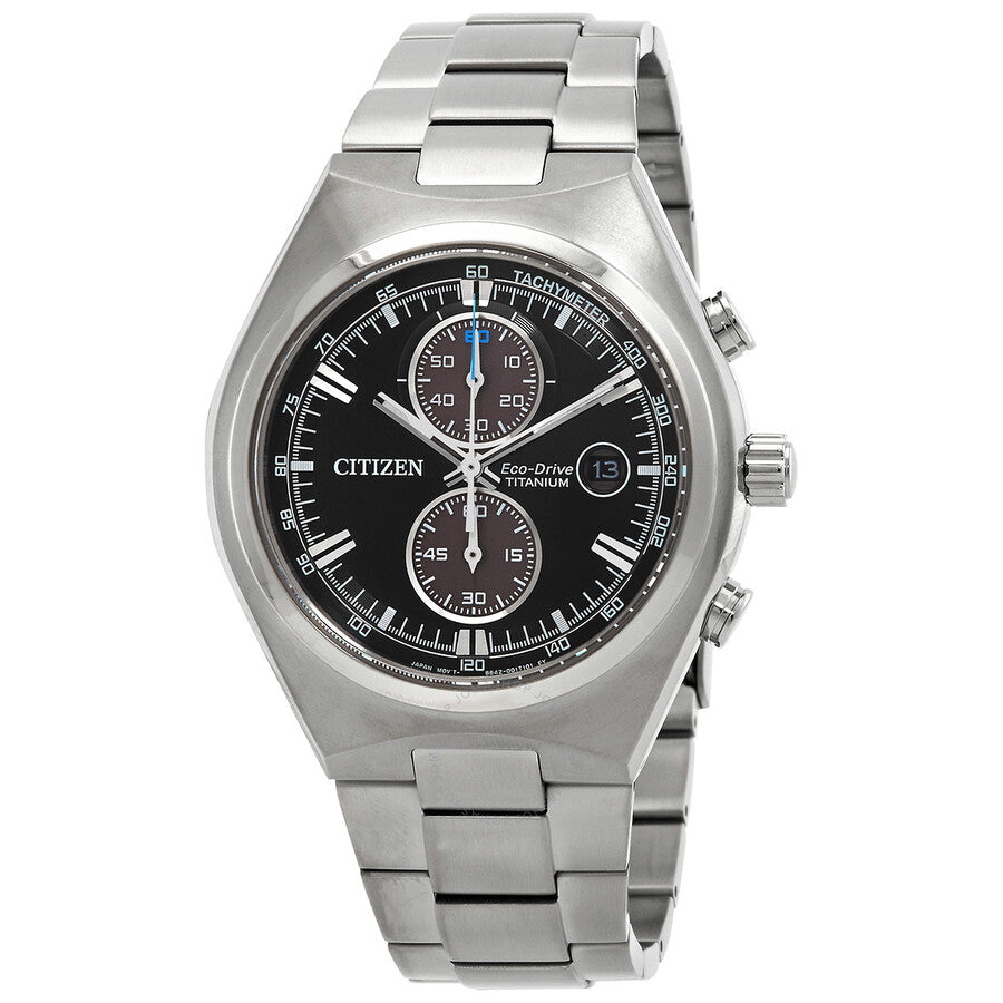 Citizen Super Titanium Chronograph Eco-Drive Black Dial Men's Watch CA7090-87E - Dawson Watches