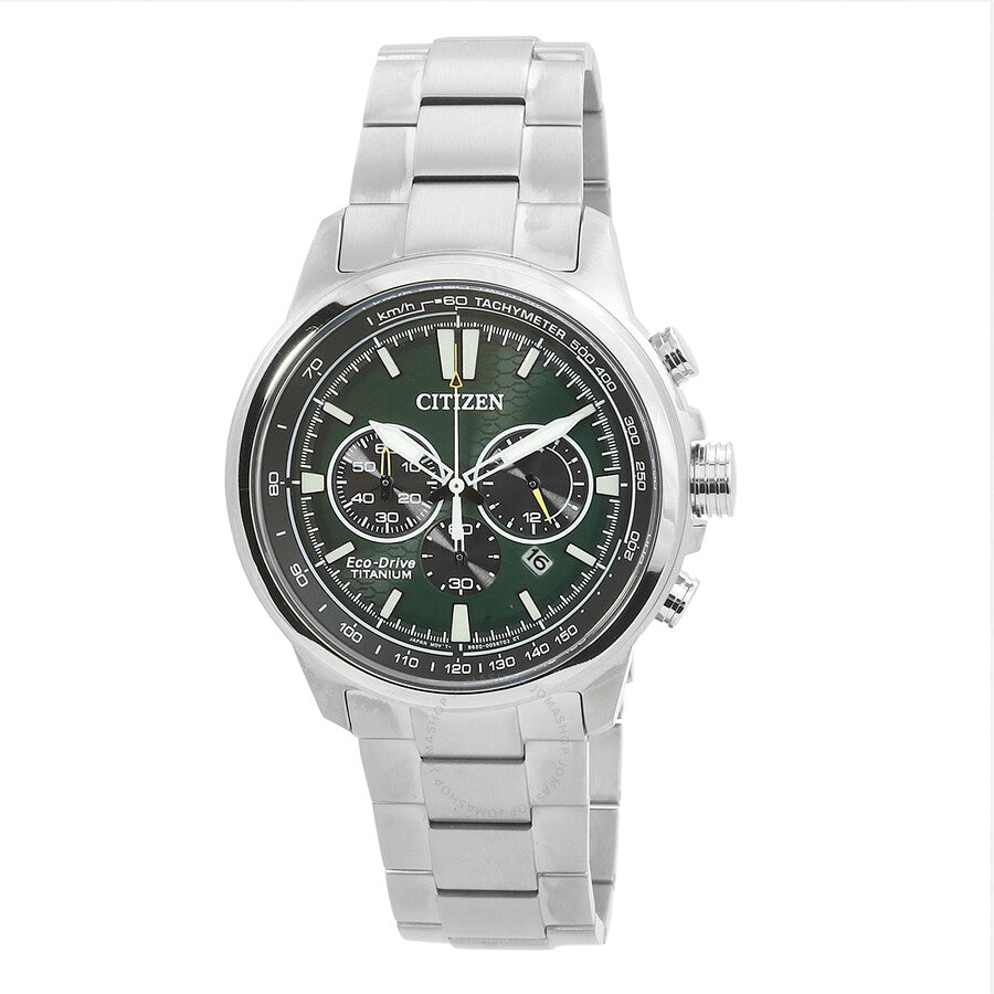 Citizen Super Titanium Chronograph Eco-Drive Green Dial Men's Watch CA4570-88X - Dawson Watches