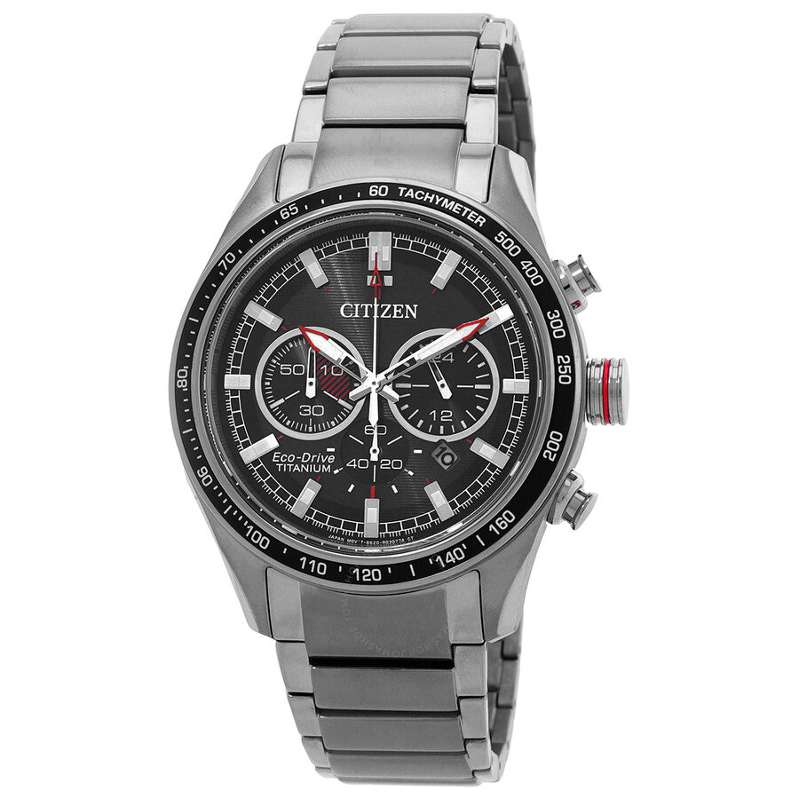Citizen Super Titanium Eco-Drive Chronograph Black Dial Men's Watch CA4491-82E - Dawson Watches