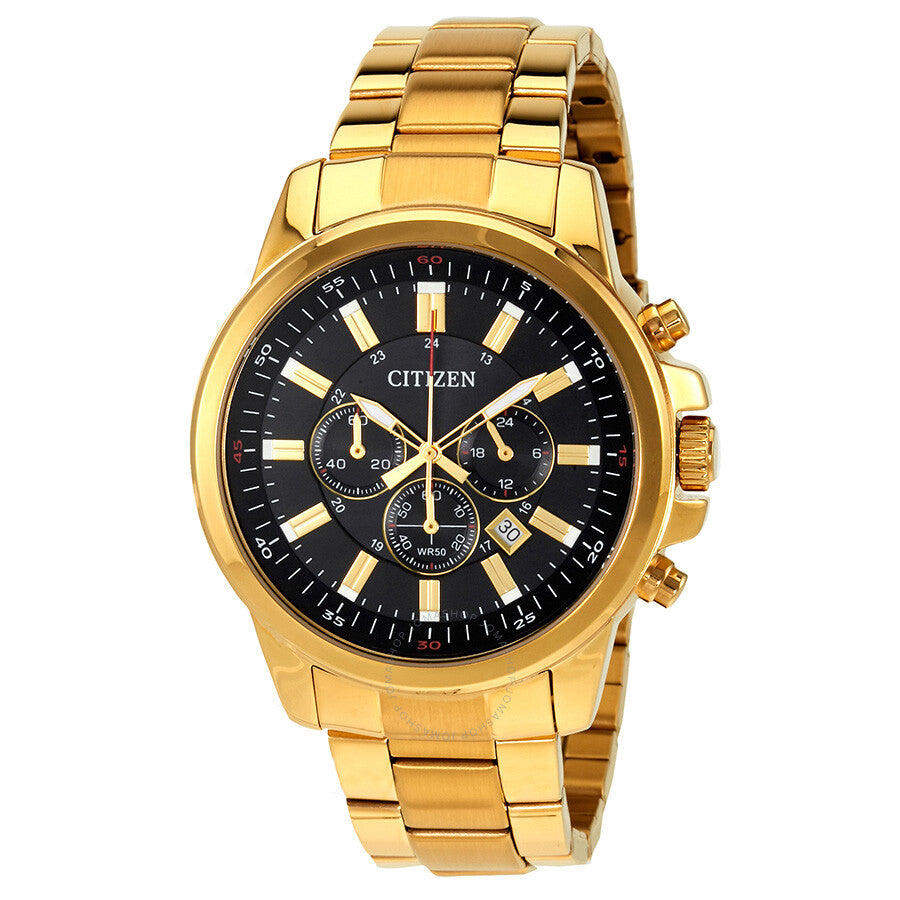 Citizen Urban Black Dial Men's Gold Tone Chronograph Watch AN8082-54E - Dawson Watches