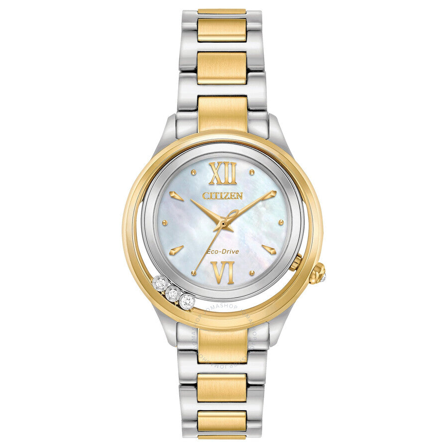Citizen Eco-Drive Mother of Pearl White Dial Ladies Watch EM0514-52D - Dawson Watches