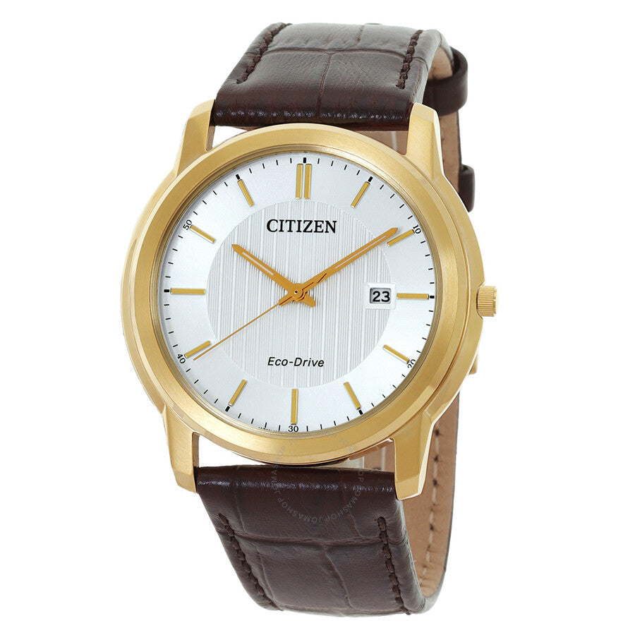 Citizen White Dial Brown Leather Men's Watch AW1212-10A - Dawson Watches