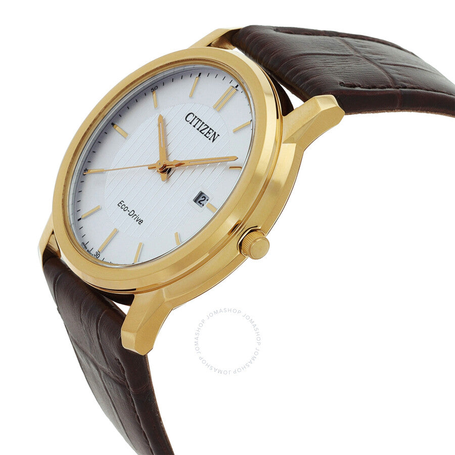 Citizen White Dial Brown Leather Men's Watch AW1212-10A - Dawson Watches #2