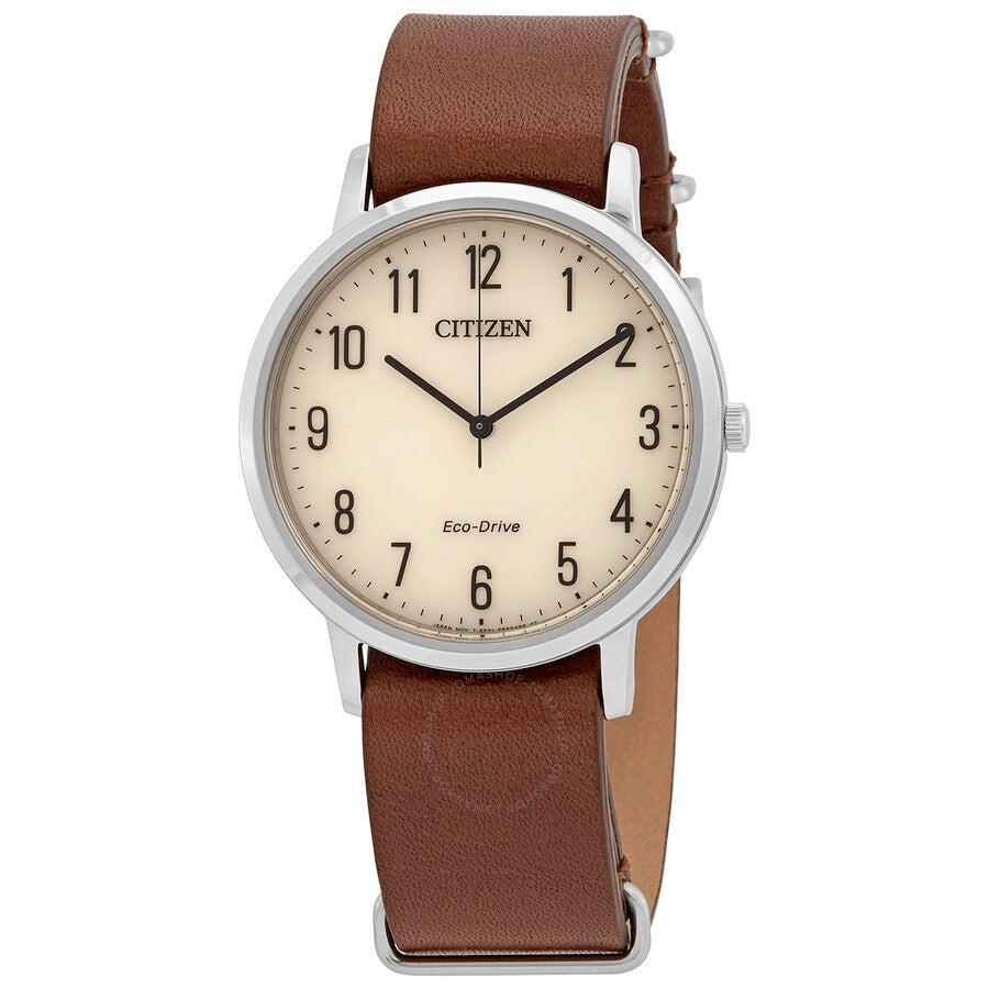 Citizen White Dial Brown Leather Men's Watch BJ6501-28A - Dawson Watches
