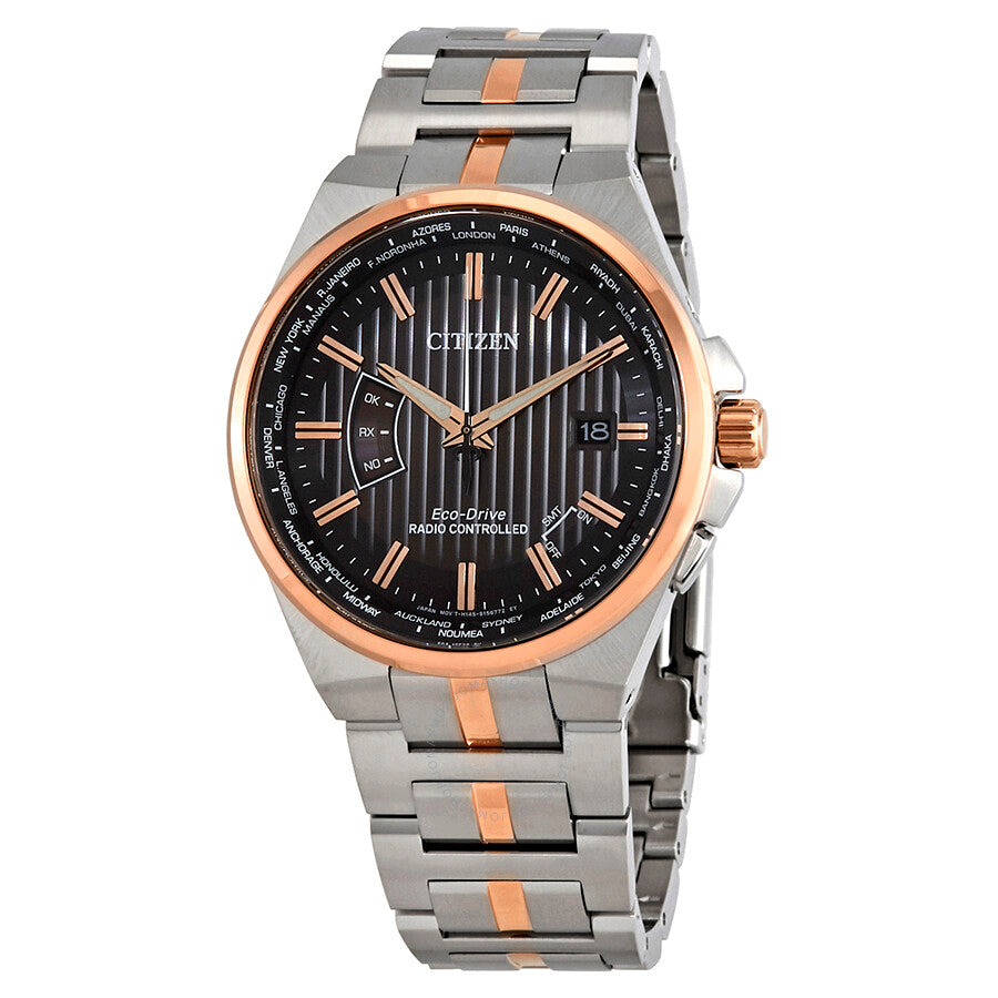 Citizen World Perpetual A-T World Time Eco-Drive Black Dial Men's Watch CB0166-54H - Dawson Watches