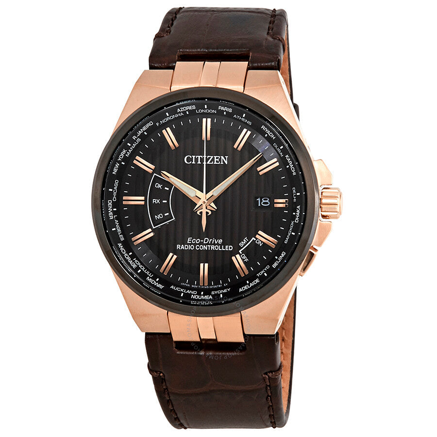 Citizen World Perpetual A-T World Time Eco-Drive Black Dial Men's Watch CB0168-08E - Dawson Watches