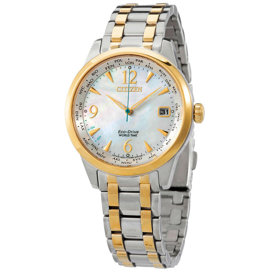 Citizen World Time Mother of Pearl Dial Ladies Watch FC8008-88D - Dawson Watches