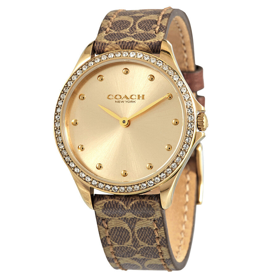 Coach Astor Quartz Crystal Gold Dial Ladies Watch 14503218 - Dawson Watches