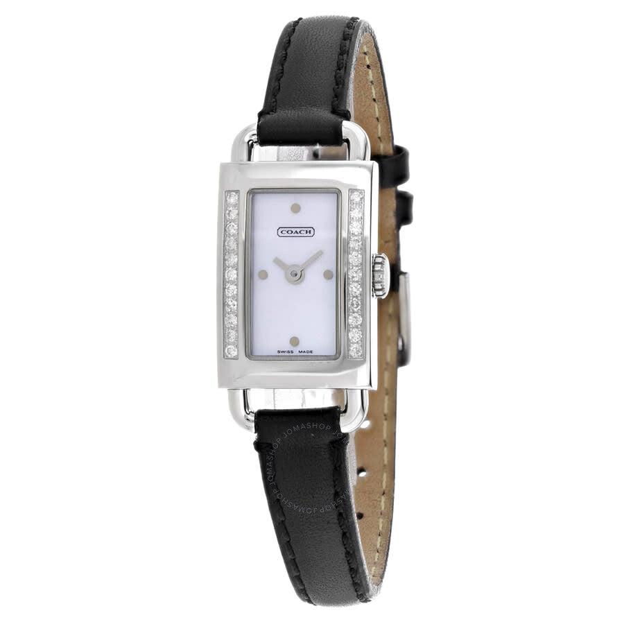Coach Black Leather Mother Of Pearl Mother of Pearl Dial Ladies Watch 14500429 - Dawson Watches