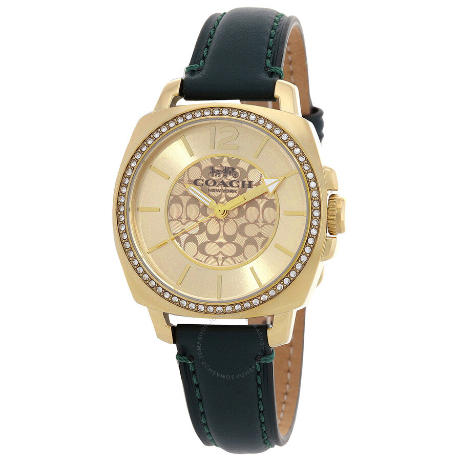 Coach Boyfriend Quartz Crystal Gold Dial Ladies Watch 14503982 - Dawson Watches