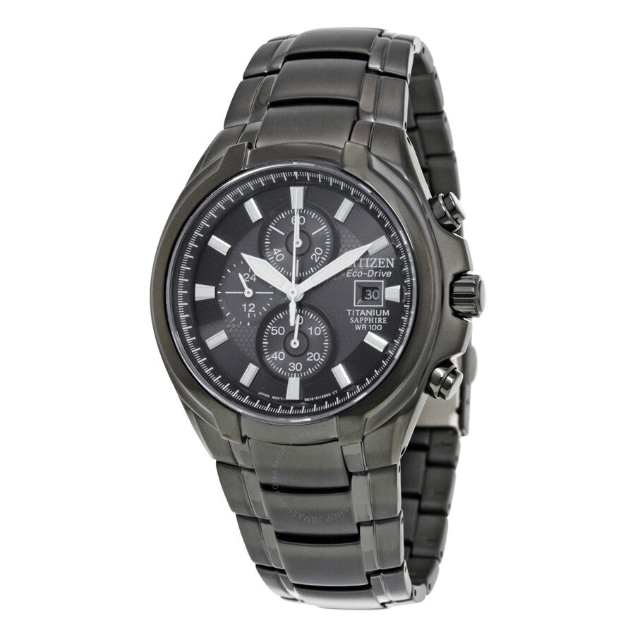 Ctizen Eco Drive Chronograph Black Dial Titanium Men's Watch CA0265-59E - Dawson Watches