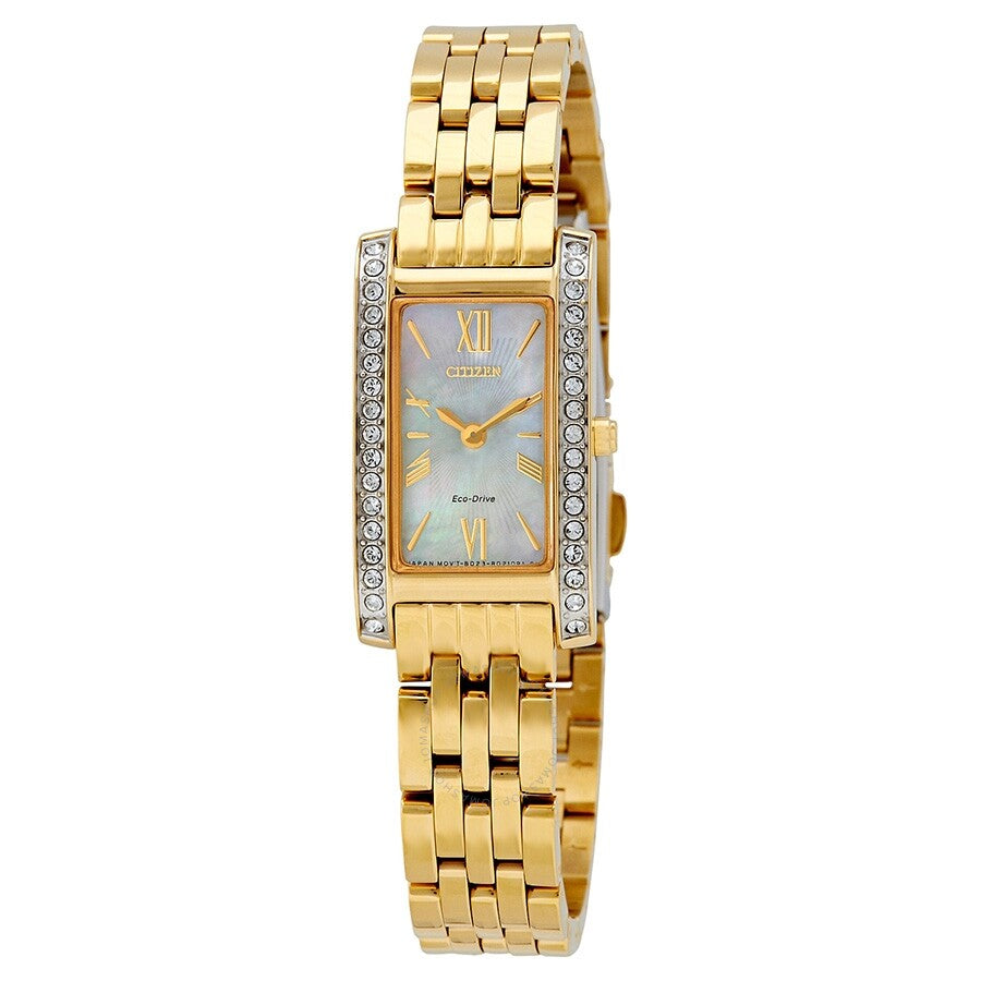 Citizen Silhouette Crystal White Mother of Pearl Dial Ladies Watch EX1472-56D - Dawson Watches