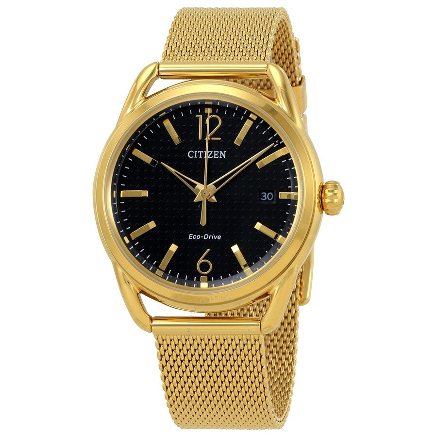 Citizen Drive Black Dial Gold-tone Mesh Ladies Watch FE6082-59E - Dawson Watches #2