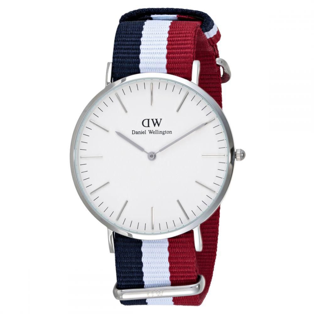 Daniel Wellington Cambridge 40mm White Dial Tricolour Strap Men's Silver Watch - DW00100017