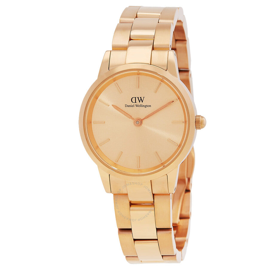 Daniel Wellington Iconic Link Rose Gold-tone Dial Ladies Watch DW00100401 - Dawson Watches