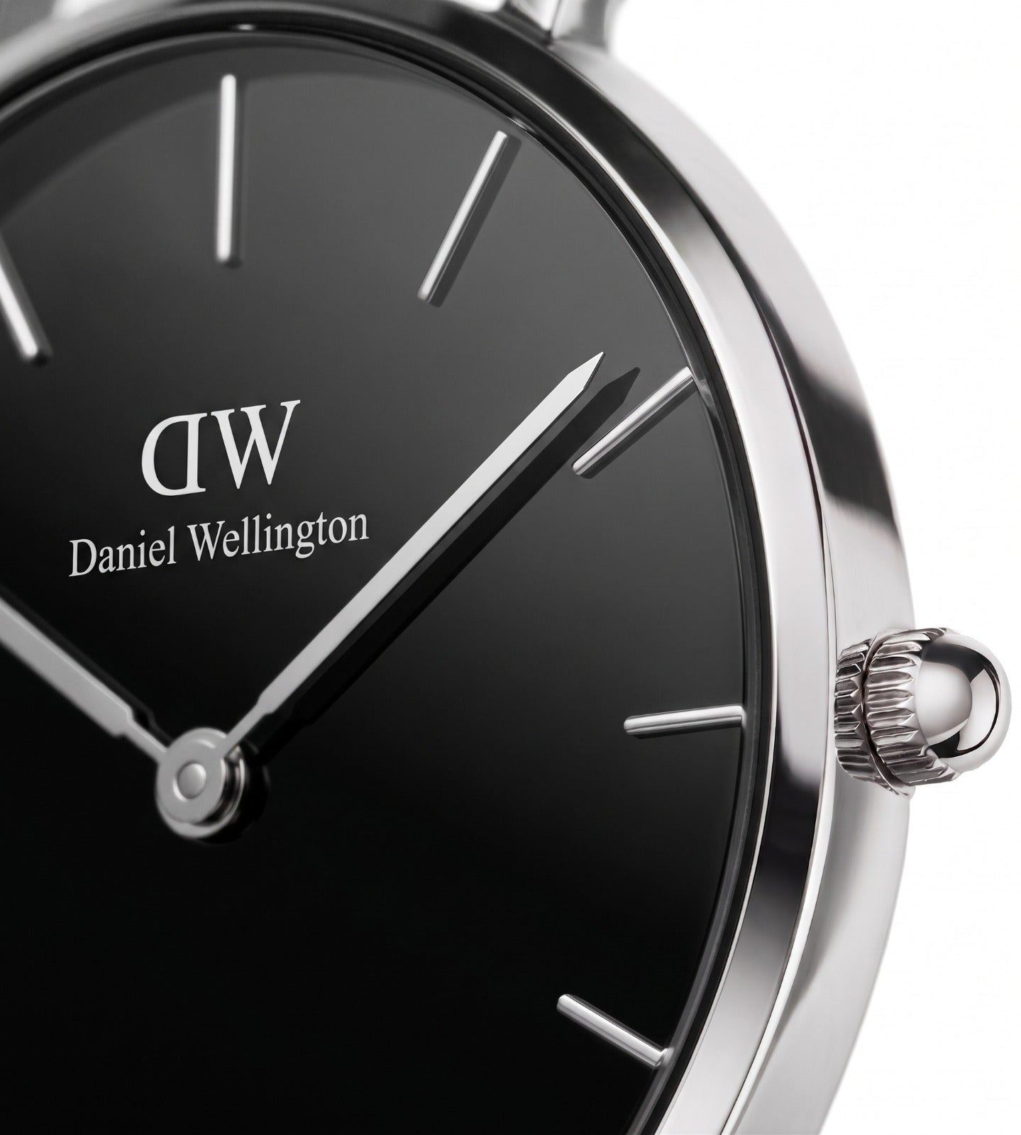 Daniel Wellington Petite Bondi Black Dial 32mm Silver Case White Leather Ladies Watch DW00100284