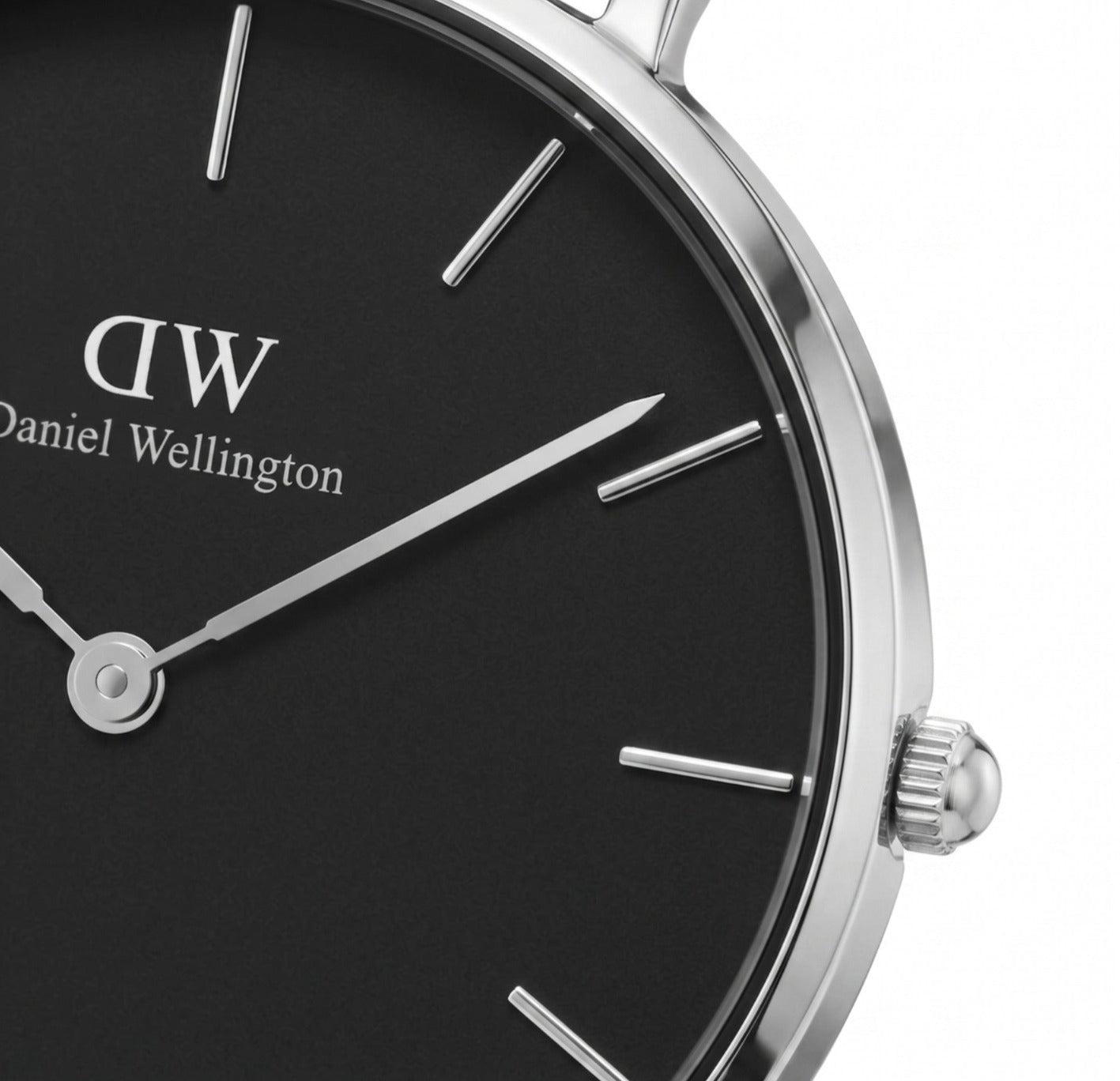 Daniel Wellington Petite Bondi Black Dial 32mm Silver Case White Leather Ladies Watch DW00100284
