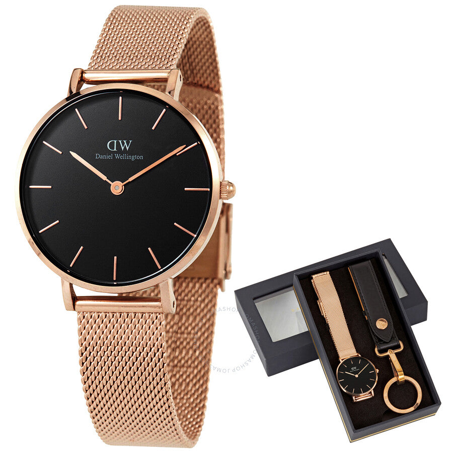 Daniel Wellington Quartz Black Dial Ladies Watch and Keyring Set DW00300118 - Dawson Watches