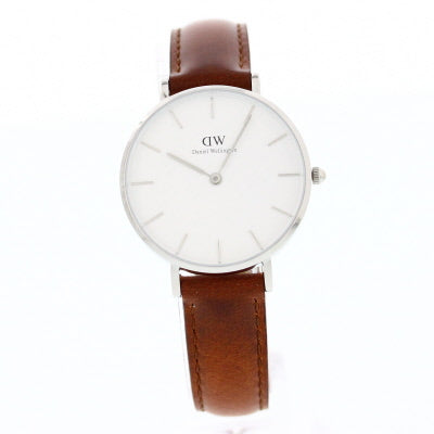 Daniel Wellington St Mawes 36mm watch front view with white dial and silver case