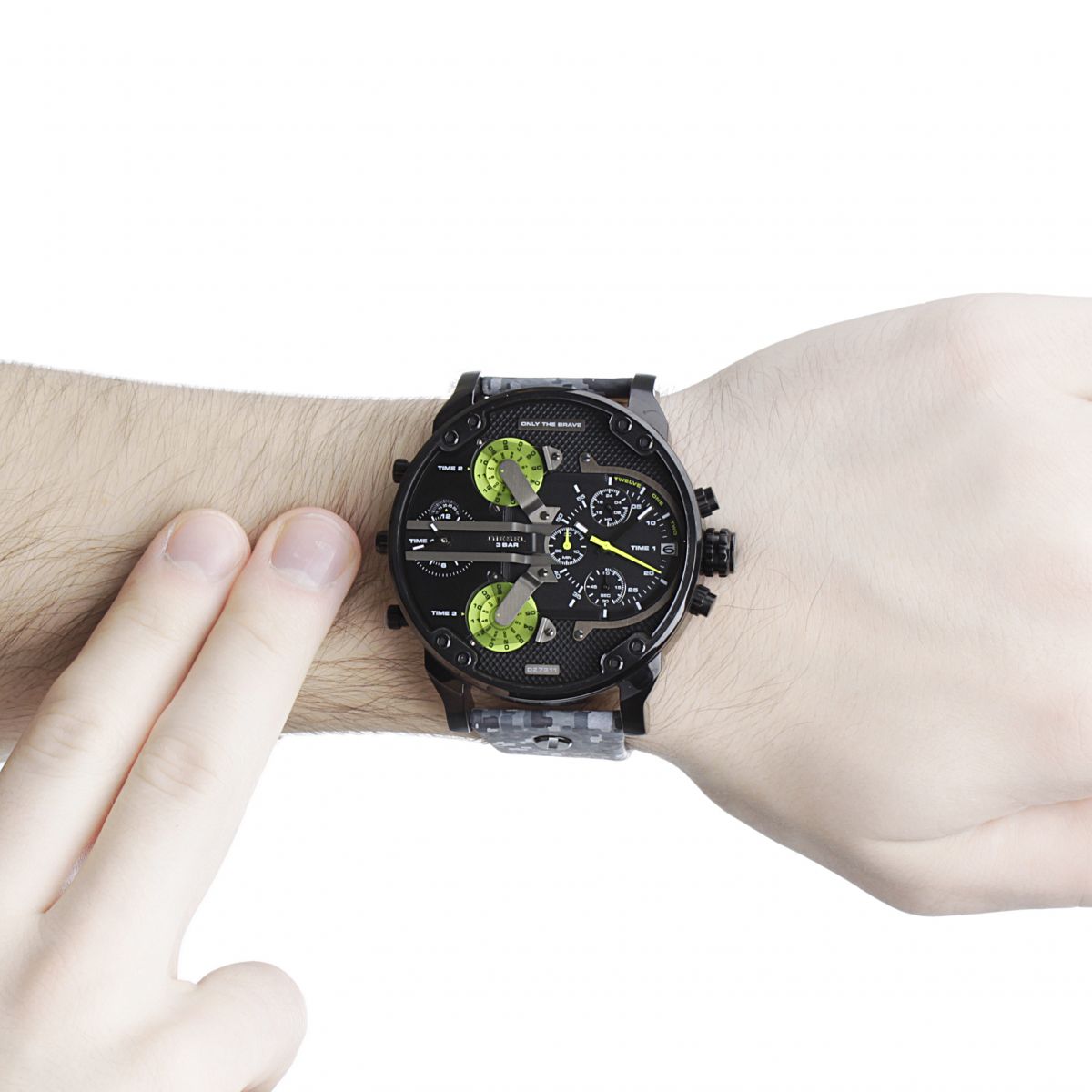 Diesel Big Daddy Camoflauge Genuine Leather GMT Men's Watch DZ7311