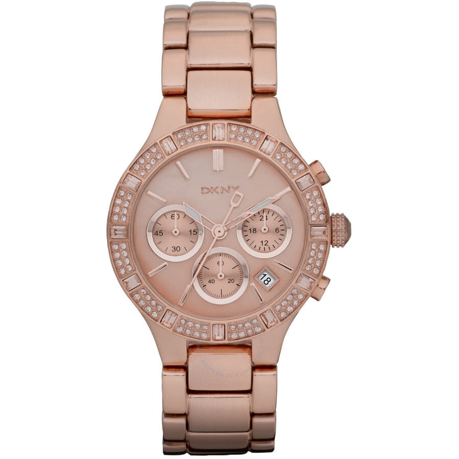 DKNY Chambers Chronograph Quartz Rose Gold Dial Ladies Watch NY8508 - Dawson Watches