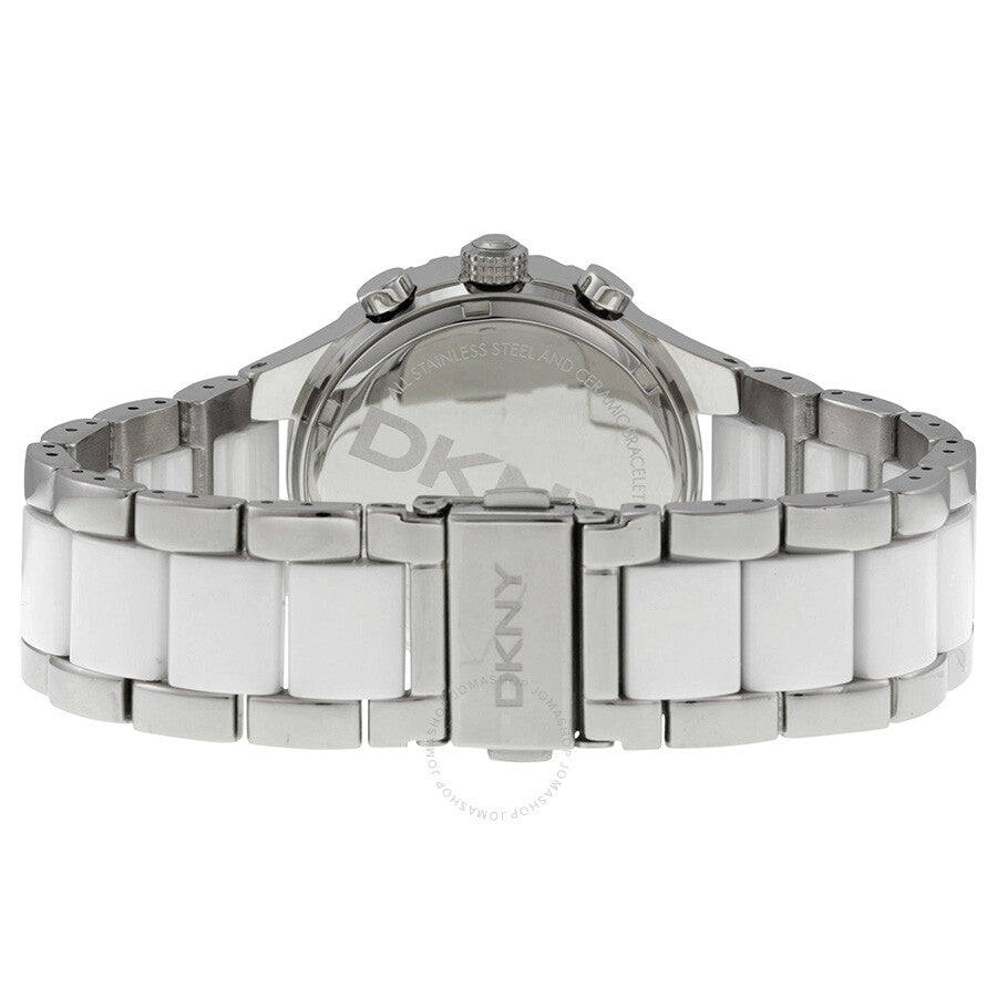 DKNY Chronograph Wite Dial Steel and Ceramic Bracelet Ladies Watch NY8502 - Dawson Watches #3
