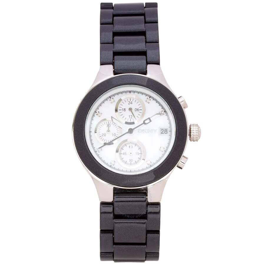 DKNY Plastic Chronograph Quartz White Dial Ladies Watch NY8064 - Dawson Watches
