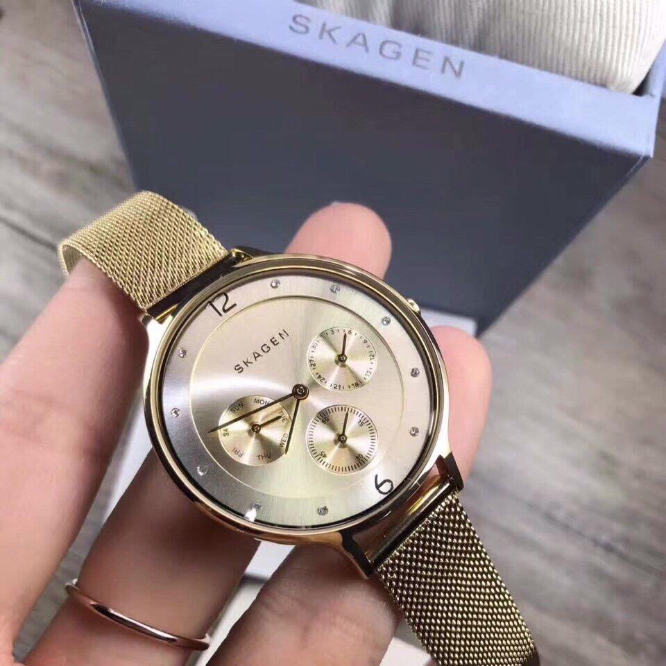 Skagen Anita Champagne Dial Gold-tone Ladies Watch SKW2313