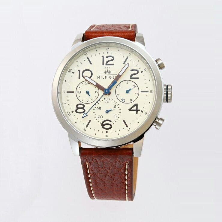 Tommy Hilfiger Beige Dial Leather Strap Men's Watch 1791230