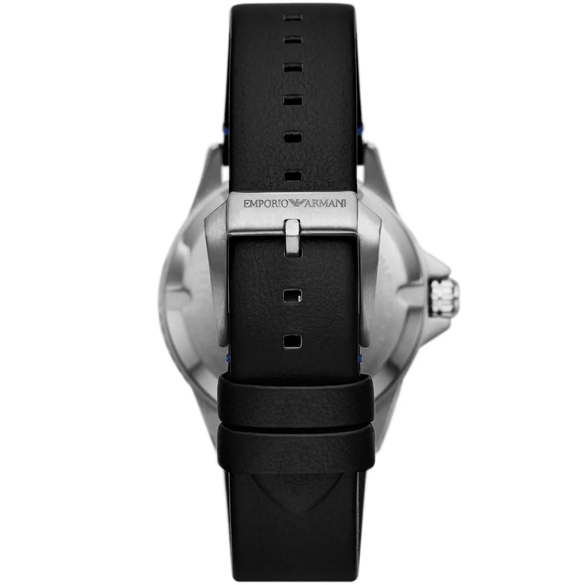 Emporio Armani AR11516 caseback showing stainless steel and engraved details