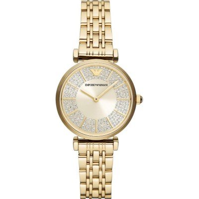 Emporio Armani AR11608 gold-tone watch with crystal-set dial and matching bracelet