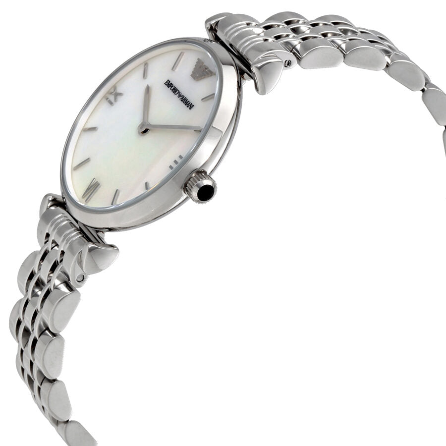 Emporio Armani Classic White MOP Dial Silver Men's Watch - AR1682