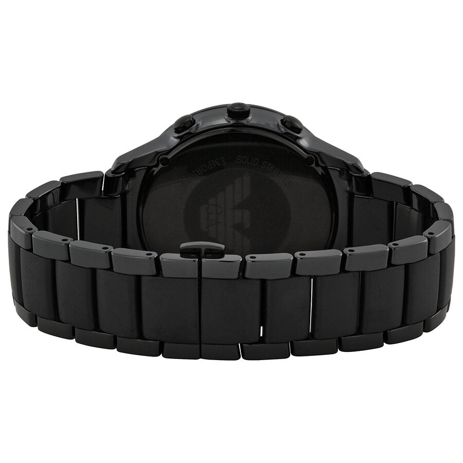 Emporio Armani Ceramica black ceramic watch caseback and bracelet shown from back