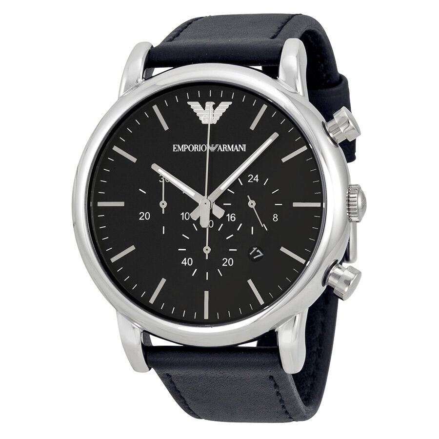 Emporio Armani Classic Chronograph AR1828 watch with black dial and stainless steel case