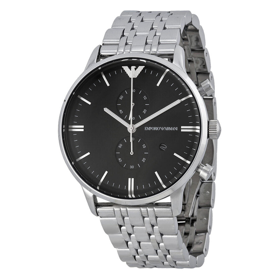 Emporio Armani Classic Chronograph Black Dial Stainless Steel Men's Watch AR0389
